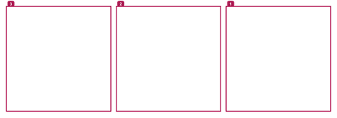 3 stickers · Pink · Numbered transparent square frame overlay