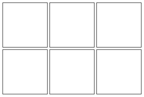 6 stickers · Black · Blank grid transparent square frame overlay
