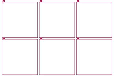 6 stickers · Pink · Numbered transparent square frame overlay