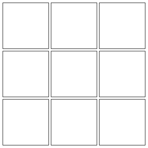 9 stickers · Black · Blank grid transparent square frame overlay