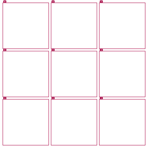 9 stickers · Pink · Numbered transparent square frame overlay