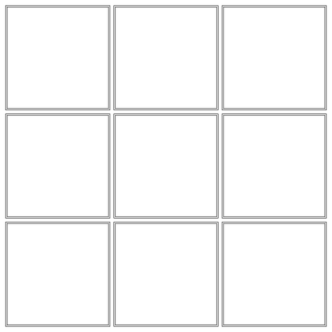 9 stickers · White · Blank grid transparent square frame overlay