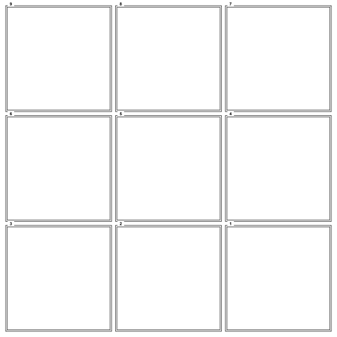 9 stickers · White · Numbered transparent square frame overlay